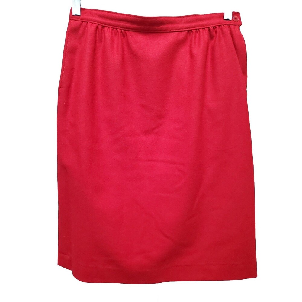 Pendleton Petite Vintage 100% Virgin Wool Red Skirt Size Petite 10 Lined Pocket